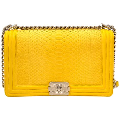 chanel python boy bag yellow|chanel python drawstring bag.